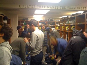 University of Michigan Wolverine lacrosse locker room