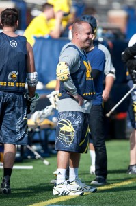 Michigan Coach John Paul in the alumni game. Photo by Clark Bell.